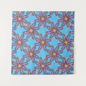 Cute Purple Daisies On Blue Wandteppich (Vorderseite (Horizontal))