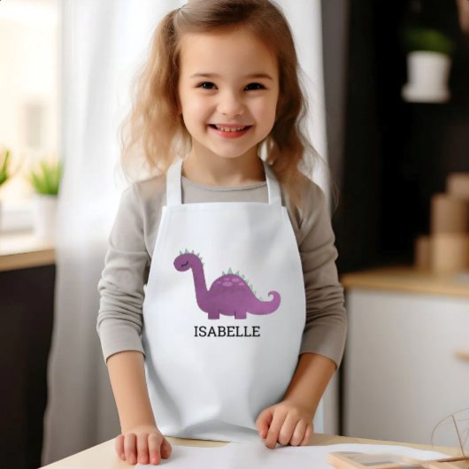 Cute Purple Dinosaur Personalized Kinderschürze