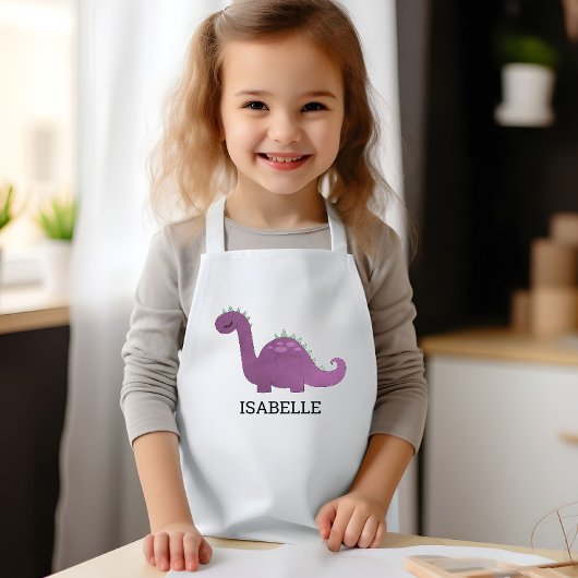 Cute Purple Dinosaur Personalized Kinderschürze