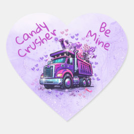 Cute Purple Dump Truck Valentine  Herz-Aufkleber