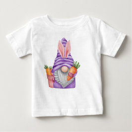 CUTE PURPLE EASTER GNOME WITH ORANGE CARROTS BABY T-SHIRT