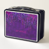 Cute Purple faux glitter Drips custom Metall Brotdose (Vorderseite)
