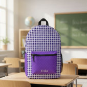 Cute Purple Gingham Personalized Backpack Bedruckter Rucksack