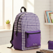 Cute Purple Gingham Personalized Backpack Bedruckter Rucksack