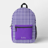 Cute Purple Gingham Personalized Backpack Bedruckter Rucksack (Vorderseite)