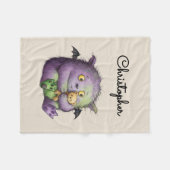 Cute Purple Green Fluffy Monster Buddy Fleecedecke (Vorderseite (Horizontal))