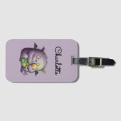 Cute Purple Green Fluffy Monster Buddy Gepäckanhänger (Vorderseite (Horizontal))