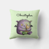 Cute Purple Green Fluffy Monster Buddy Kissen (Rückseite)