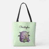 Cute Purple Green Fluffy Monster Buddy Tasche (Rückseite)