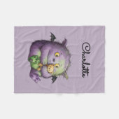 Cute Purple Green Fluffy Monster Kids Fleecedecke (Vorderseite (Horizontal))