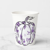 Cute Purple Halloween Icons in Pumpkin Pappbecher (Rückseite)