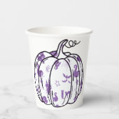 Cute Purple Halloween Icons in Pumpkin Pappbecher (Vorderseite)