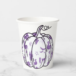 Cute Purple Halloween Icons in Pumpkin Pappbecher