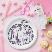 Cute Purple Halloween Icons in Pumpkin Pappteller (Party)
