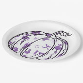 Cute Purple Halloween Icons in Pumpkin Pappteller (Schrägansicht)