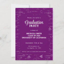 Cute Purple Math Hand-Lettering Photo Graduation Einladung