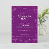 Cute Purple Math Hand-Lettering Photo Graduation Einladung (Stehend Vorderseite)