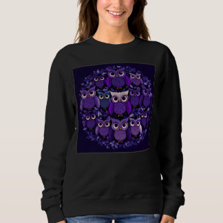 Cute Purple Owls Illustration Minimal Unique Big E Sweatshirt