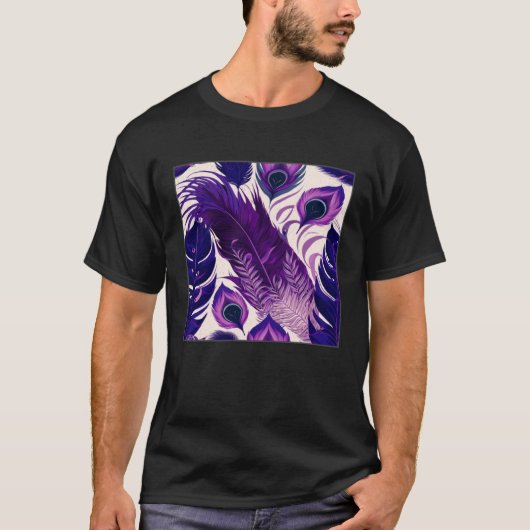 Cute Purple Peacock Feathers Illustration Birds Wo T-Shirt (Vorderseite)