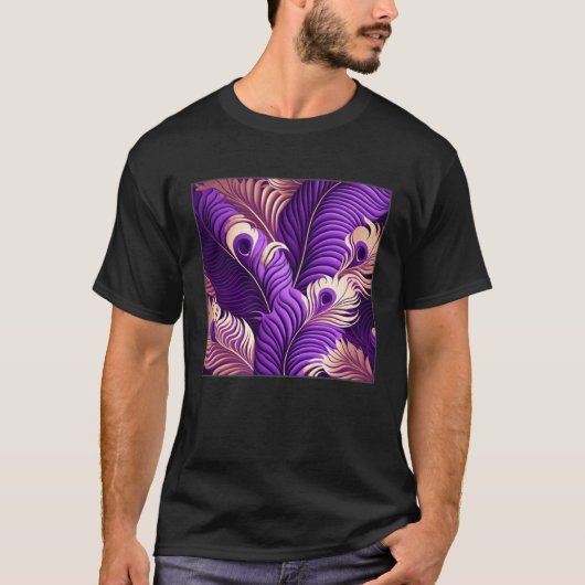 Cute Purple Peacock Feathers Illustration Birds Wo T-Shirt (Vorderseite)