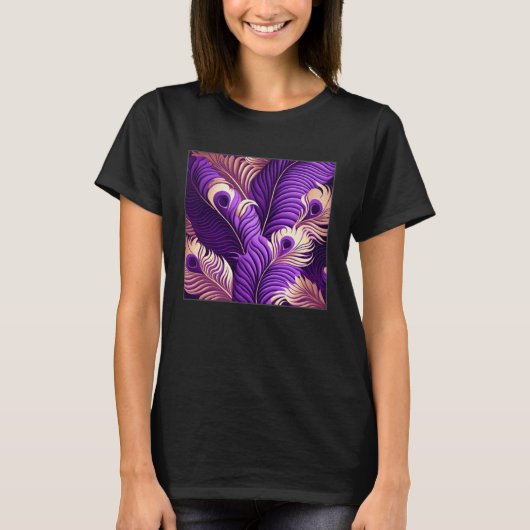 Cute Purple Peacock Feathers Illustration Birds Wo T-Shirt (Vorderseite)
