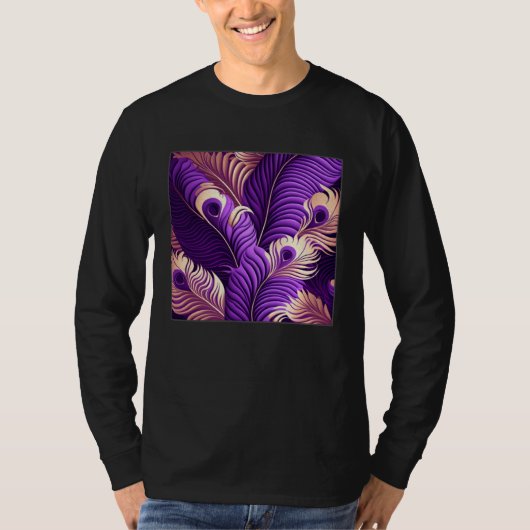 Cute Purple Peacock Feathers Illustration Birds Wo T-Shirt (Vorderseite)