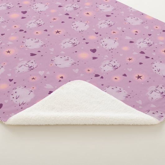 Cute Purple Sheep Pattern Sherpa Fleece Blanket  Sherpadecke (3/4)