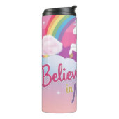 Cute Purple Unicorn in a Starry Sky Thermosbecher (Nach links gedreht)