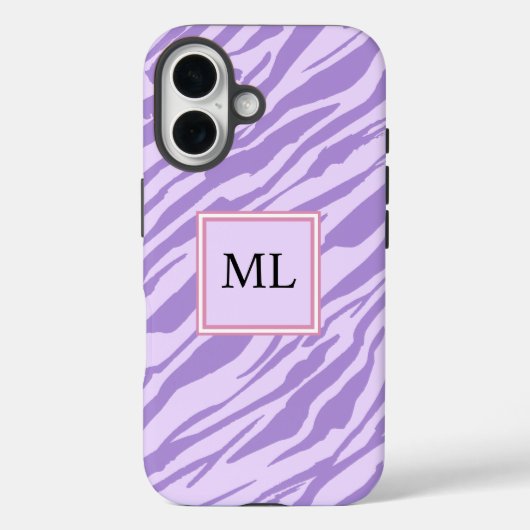 Cute Purple Zebra Pattern Personalized Initial Case-Mate iPhone Hülle (Rückseite)