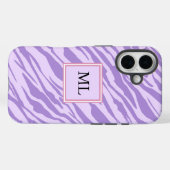 Cute Purple Zebra Pattern Personalized Initial Case-Mate iPhone Hülle (Rückseite (Horizontal))