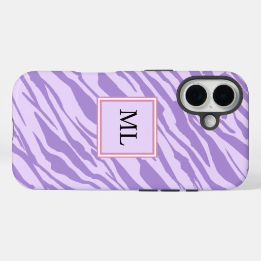 Cute Purple Zebra Pattern Personalized Initial Case-Mate iPhone Hülle (Rückseite (Horizontal))