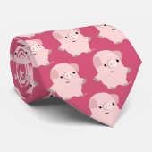 Cute Quiet Cartoon Pig Tie Krawatte (Gerollt)