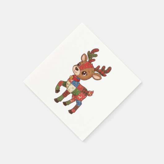 Cute Quilted Patchwork Reindeer | Christmas Holida Serviette (Ecke)