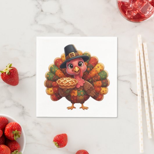 Cute Quilted Patchwork Turkey | Pilgrim Hat Pie Serviette (Beispiel)