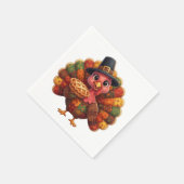 Cute Quilted Patchwork Turkey | Pilgrim Hat Pie Serviette (Ecke)