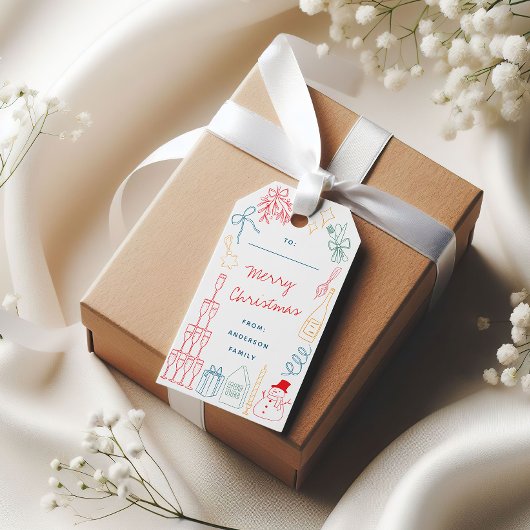 Cute Quirky Colorful Christmas Hand drawn Doodle  Geschenkanhänger