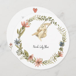 Cute Rabbit Animal Baby Girl Announcement Card Einladung