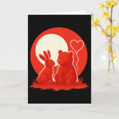 Cute Rabbit Bear Couple Valentine's Day Lovers  Karte (Gelbe Blume)