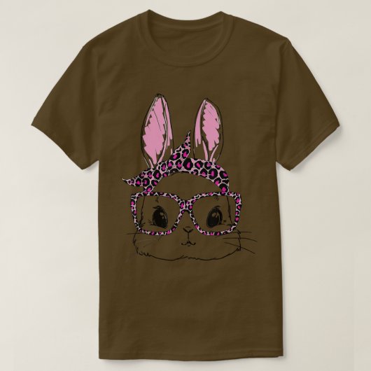 Cute Rabbit Bunny Face Leopard Glasses Headband Ea T-Shirt (Design vorne)