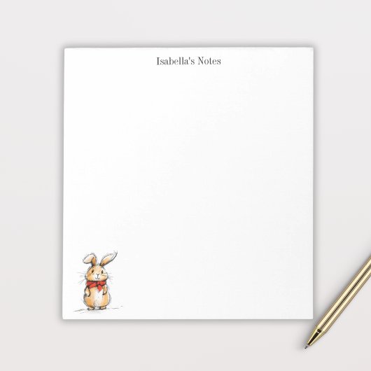 Cute Rabbit Bunny Illustration Personalized Notizblock