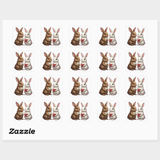 Cute Rabbit Couple – Love Bunny Sticker (Blatt)