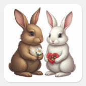 Cute Rabbit Couple – Love Bunny Sticker (Vorderseite)