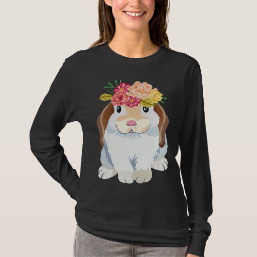Cute rabbit flowers Easter bunny floppy ear Easter T-Shirt (Vorderseite)