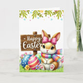 Cute Rabbit 'HAPPY EASTER' Card  Karte (Vorderseite)