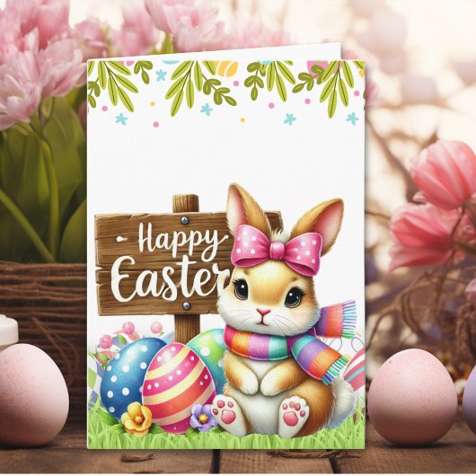 Cute Rabbit 'HAPPY EASTER' Card  Karte