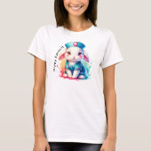 Cute Rabbit Nurse Hoppy Easter & Custom Name T-Shirt (Vorderseite)