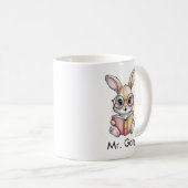 Cute Rabbit Reading a Book Custom Kaffeetasse (VorderseiteRechts)