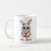 Cute Rabbit Reading a Book Custom Kaffeetasse (Links)