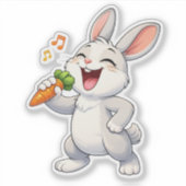 Cute Rabbit Singing Custom-Cut Vinyl Sticker (Vorderseite)