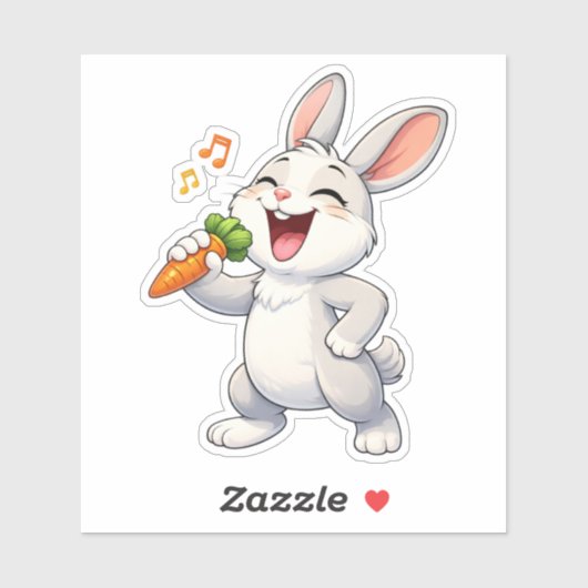 Cute Rabbit Singing Custom-Cut Vinyl Sticker (Blatt)